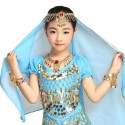 Brassière enfant de danse orientale à manches courtes bleu ciel