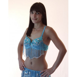 Soutien gorge de danse orientale turquoise et strass