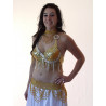 Soutien gorge de danse orientale Bonnet D/E doré et strass