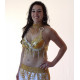 Soutien gorge de danse orientale Bonnet D/E doré et strass