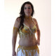 Soutien gorge de danse orientale Bonnet D/E doré et strass