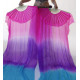 Fan veil en soie non ourlés Fuschia Violet Turquoise
