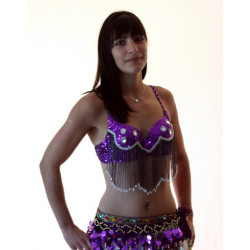 Soutien gorge de danse orientale violet et strass