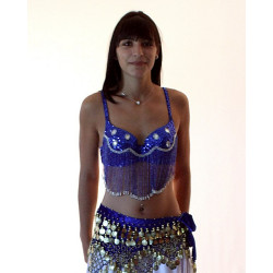 Soutien gorge de danse orientale bleu nuit et strass
