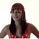 Bonnet de danse orientale au crochet rouge et or