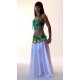 Foulard de danse orientale en velours et strass vert foncé