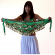 Foulard de danse orientale en velours et strass vert foncé
