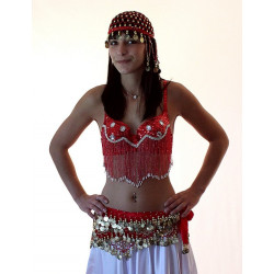 Soutien gorge de danse orientale rouge et strass