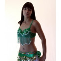 Soutien gorge de danse orientale vert et strass