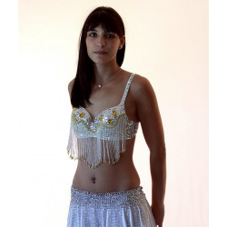Soutien gorge de danse orientale argenté et strass