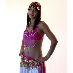 Soutien gorge de danse orientale fuschia et strass