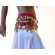 Foulard de danse orientale fuschia à piécettes or 