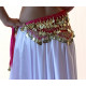 Foulard de danse orientale fuschia à piécettes or 