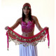 Foulard de danse orientale fuschia à piécettes or 