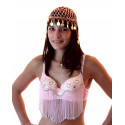 Bonnet de danse orientale au crochet rose et or