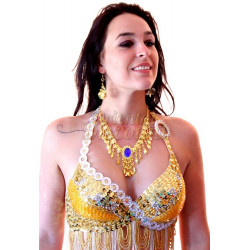 Collier oriental bleu roy et or