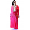 Djellaba inspiration marocaine broderies et strass corail 