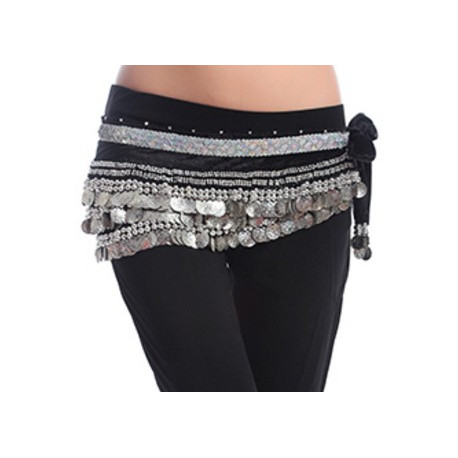 Ceinture de danse orientale velours noir argent