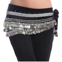 Ceinture de danse orientale velours noir argent