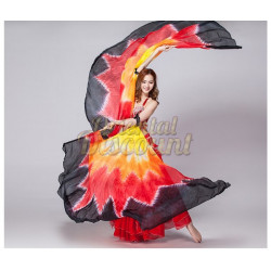 Ailes d'isis de danse orientale en soie couleur feu