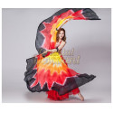 Ailes d'isis de danse orientale en soie couleur feu