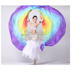Ailes d'isis de danse orientale en soie rainbow