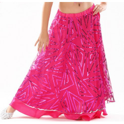 Jupe doublée satinée de danse orientale enfant fuschia