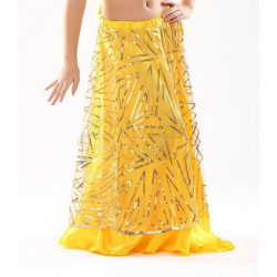 Jupe doublée satinée de danse orientale enfant jaune