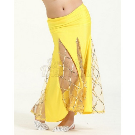 Jupe sirène de danse orientale enfant motifs losange jaune