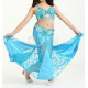 Jupe sirène de danse orientale enfant motifs losange bleu clair
