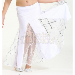 Jupe sirène de danse orientale enfant motifs losange blanc