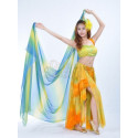Voile rectangulaire de danse orientale bleu jaune
