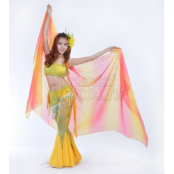 Voile rectangulaire de danse orientale rose jaune
