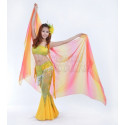 Voile rectangulaire de danse orientale rose jaune