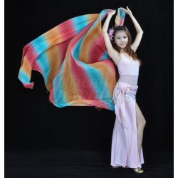 Voile rectangulaire de danse orientale bleu rouge orange