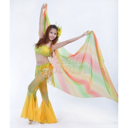 Voile rectangulaire de danse orientale orange vert jaune