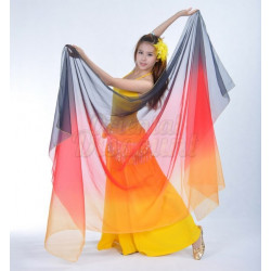 Voile rectangulaire de danse orientale noir rouge jaune