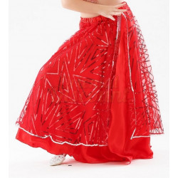 Jupe doublée satinée de danse orientale enfant rouge