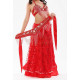 Jupe doublée satinée de danse orientale enfant rouge