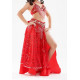 Jupe doublée satinée de danse orientale enfant rouge