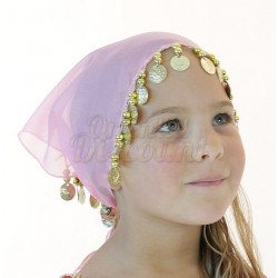 Foulard de tête de danse orientale enfant rose clair