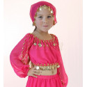 Brassière enfant de danse orientale à manches longues fuschia