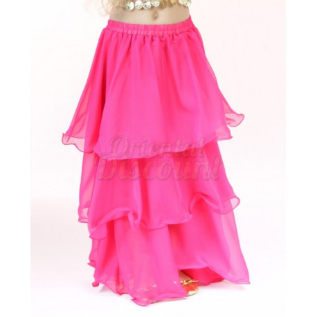 Jupe orientale de danse enfant 3 volants fuschia