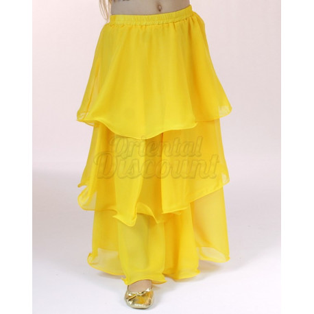 Jupe orientale de danse enfant 3 volants jaune