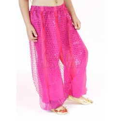 Sarouel enfant de danse orientale à paillettes fuschia