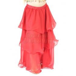 Jupe orientale de danse enfant 3 volants rouge