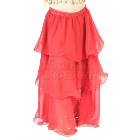 Jupe orientale de danse enfant 3 volants rouge