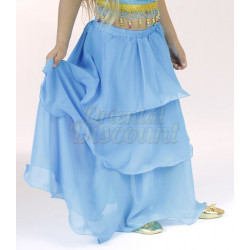 Jupe orientale de danse enfant 3 volants bleu ciel