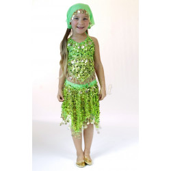 Tenue orientale enfant brillante top jupe vert clair