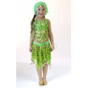 Tenue orientale enfant brillante top jupe vert clair